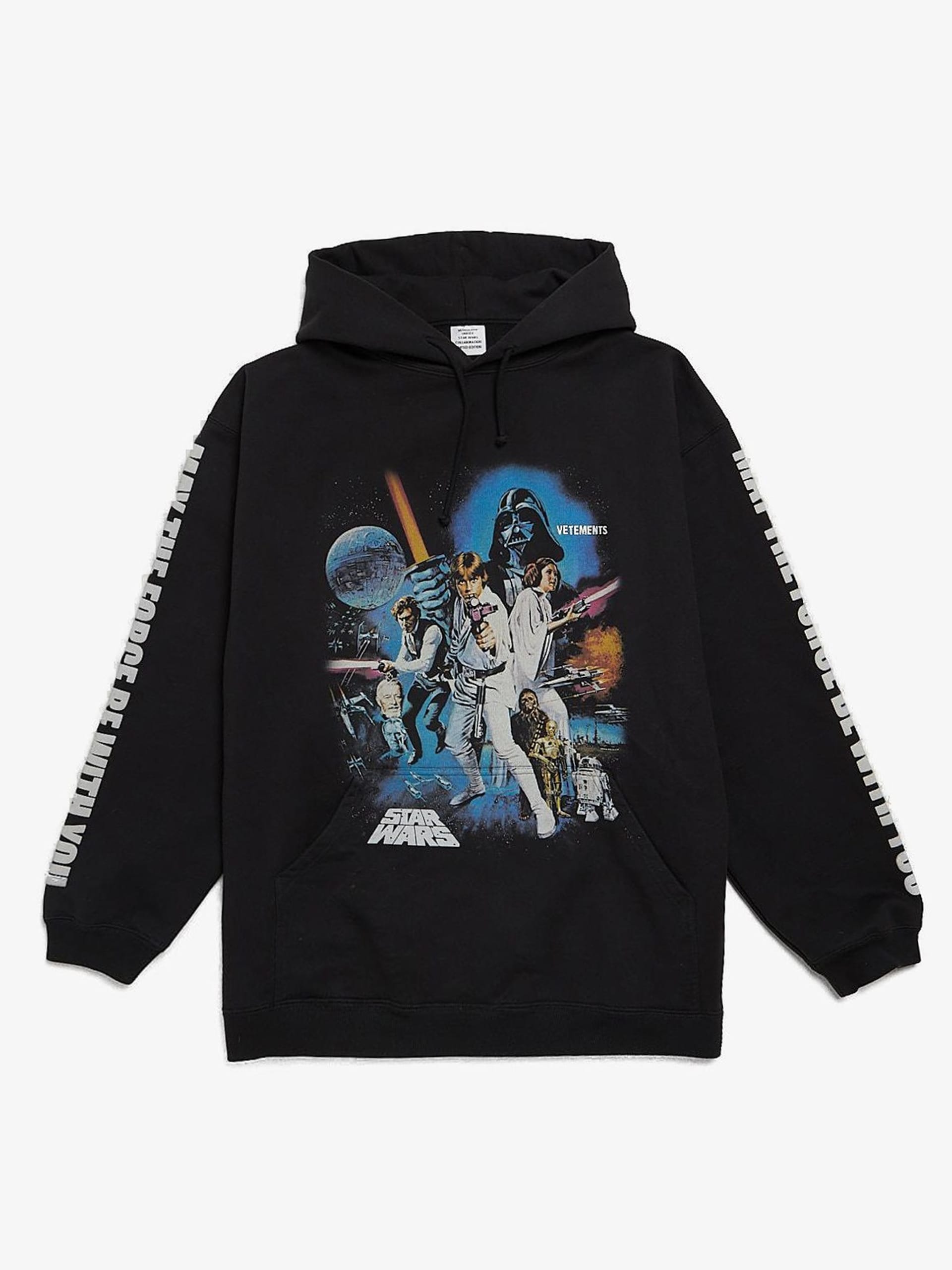 Vetements Black Star Wars Printed Oversized Cotton Blend Hoodie