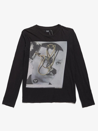 Raf Simons Black Killing Time Printed Cotton Longsleeve