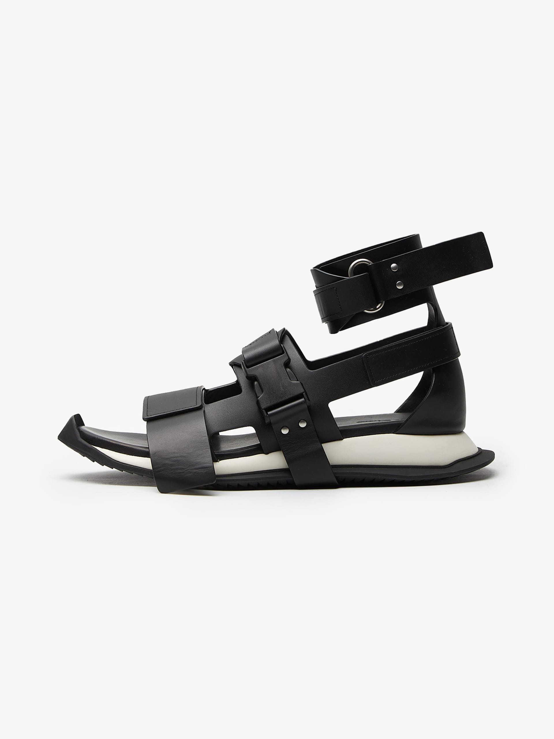 Rick Owens Black Gladi Runner Leather Sandals