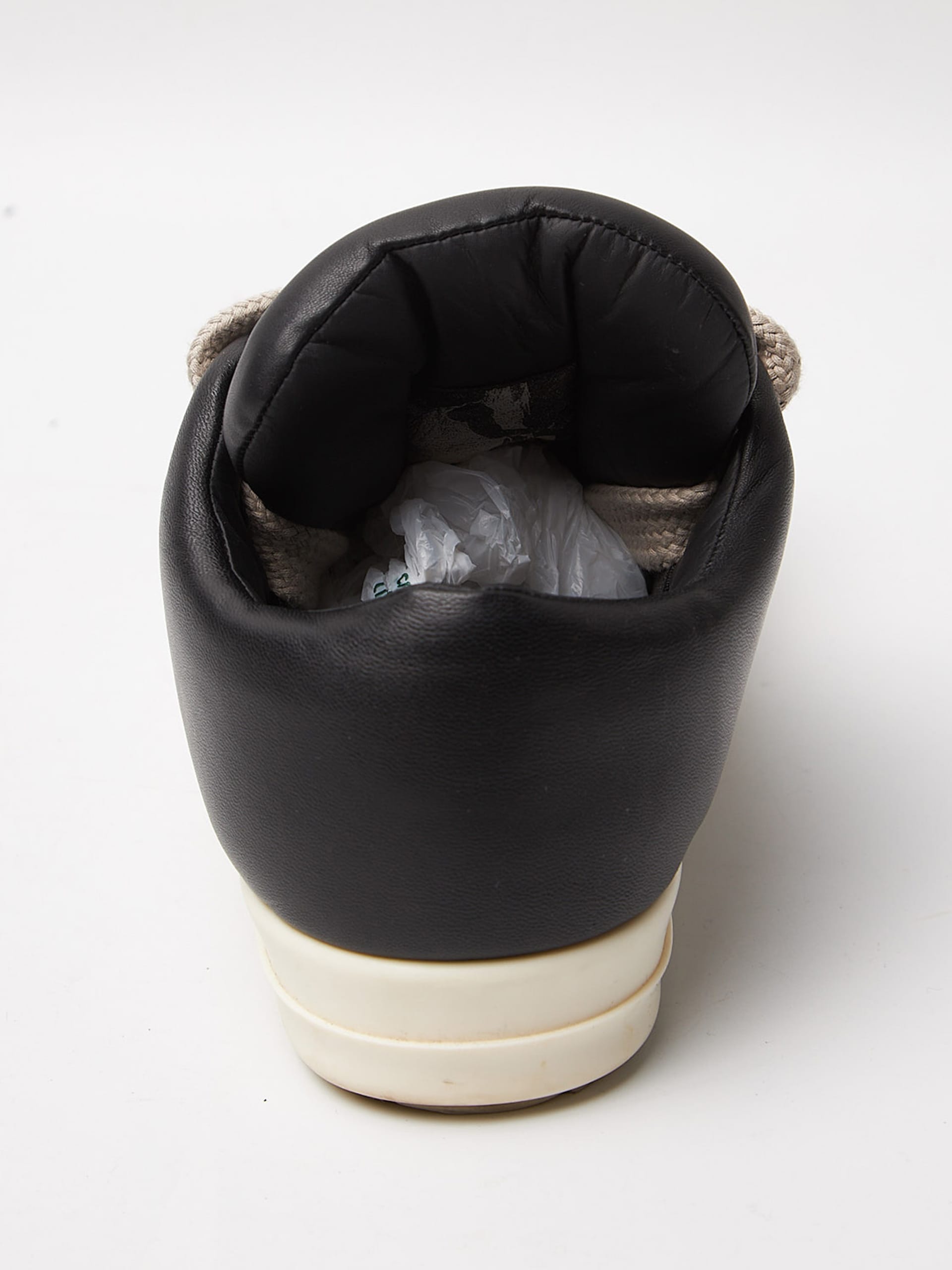 Rick Owens Black Jumbo Lace Padded Low Leather Sneakers