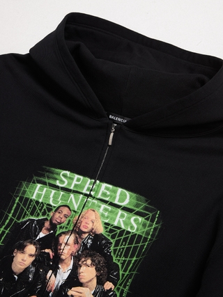 Balenciaga Black Speed Hunters Printed Zipped Hoodie
