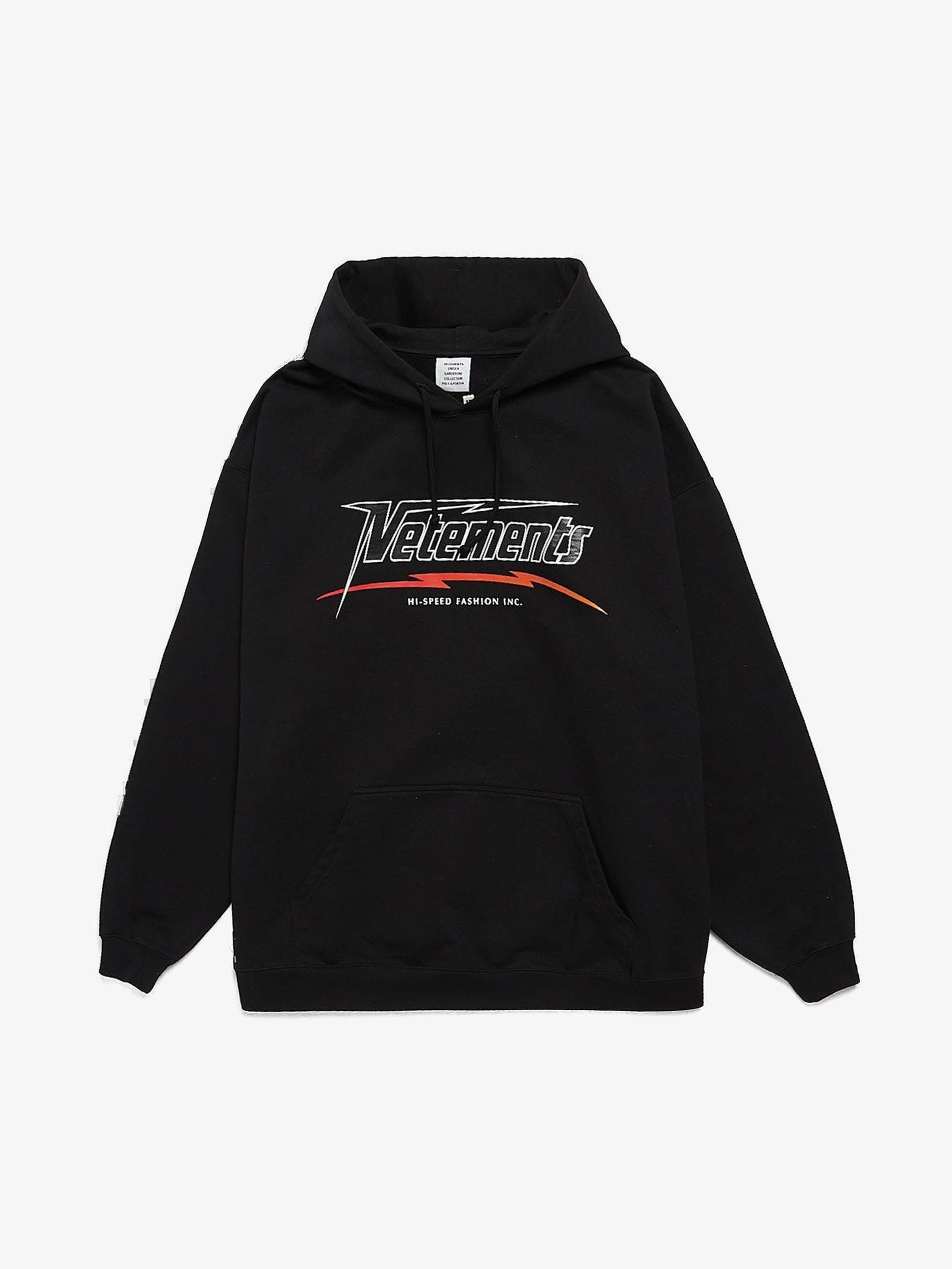 【希少】VETEMENTS Hi-Speed パーカー Vetements Black Hi Speed Logo Printed Cotton Blend Hoodie