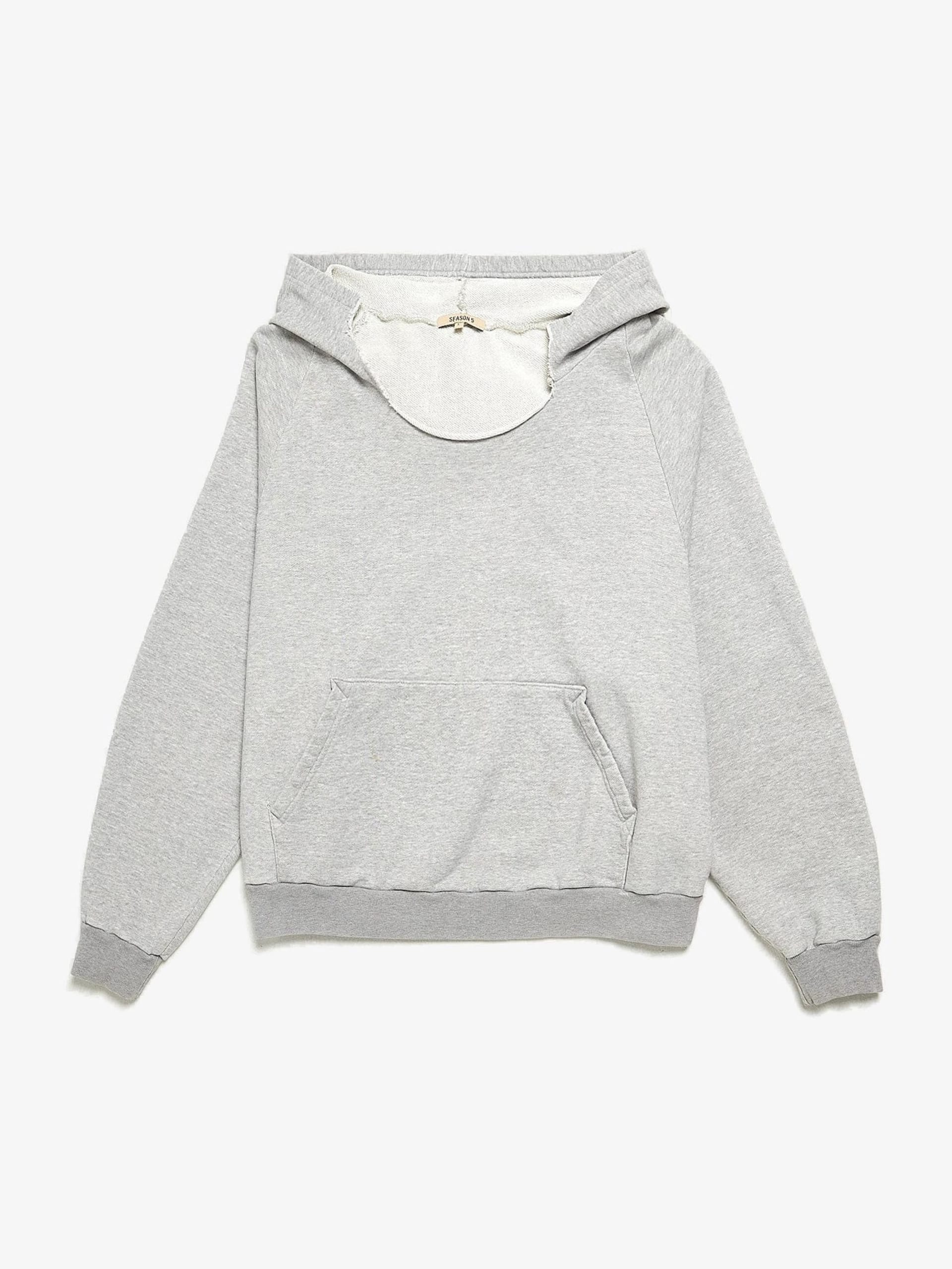 Yeezy Season Season 5 Gray Ripped Collar Cotton Hoodie
