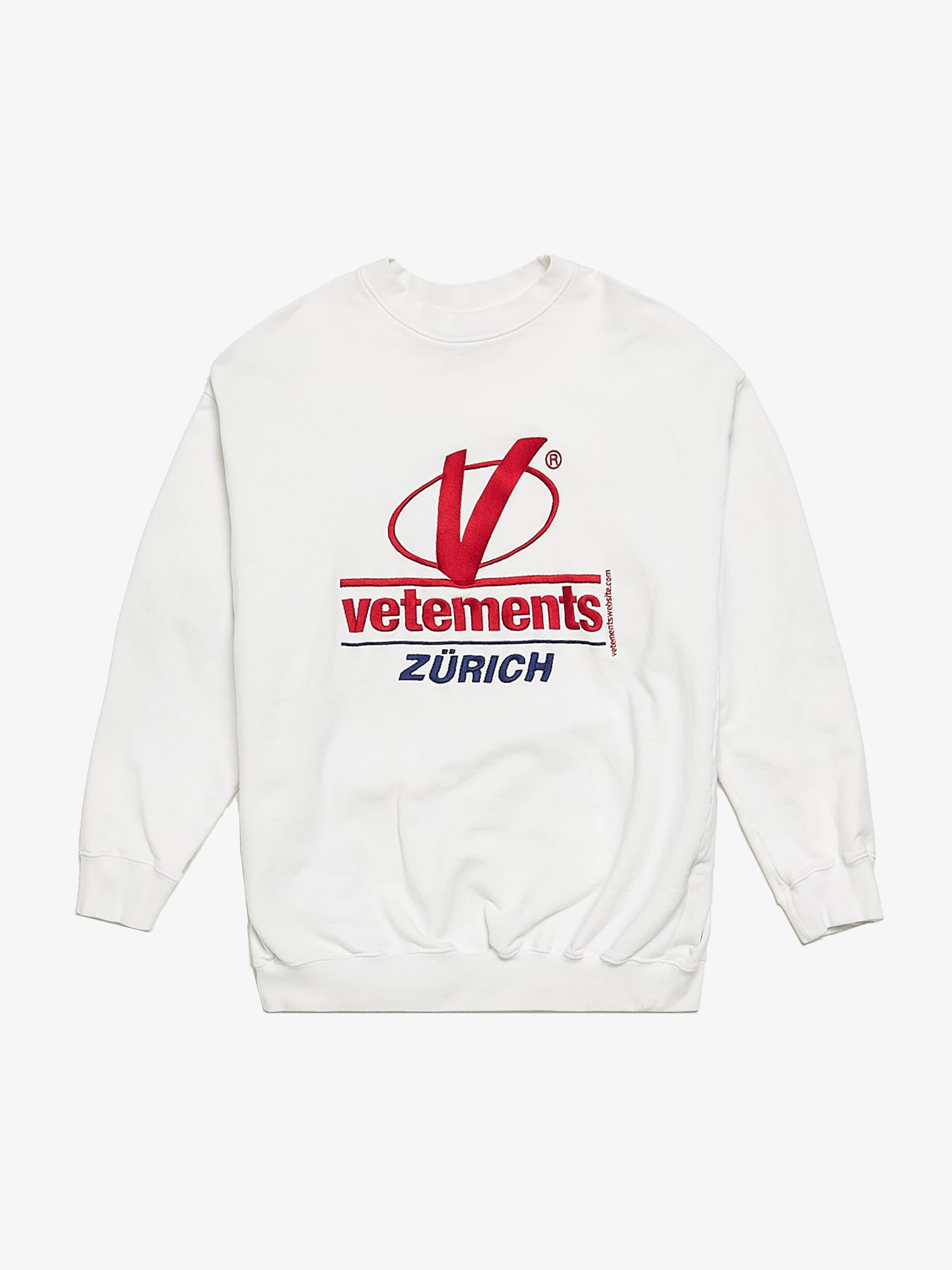 Vetements White Zurich Logo Embroidered Cotton Sweatshirt