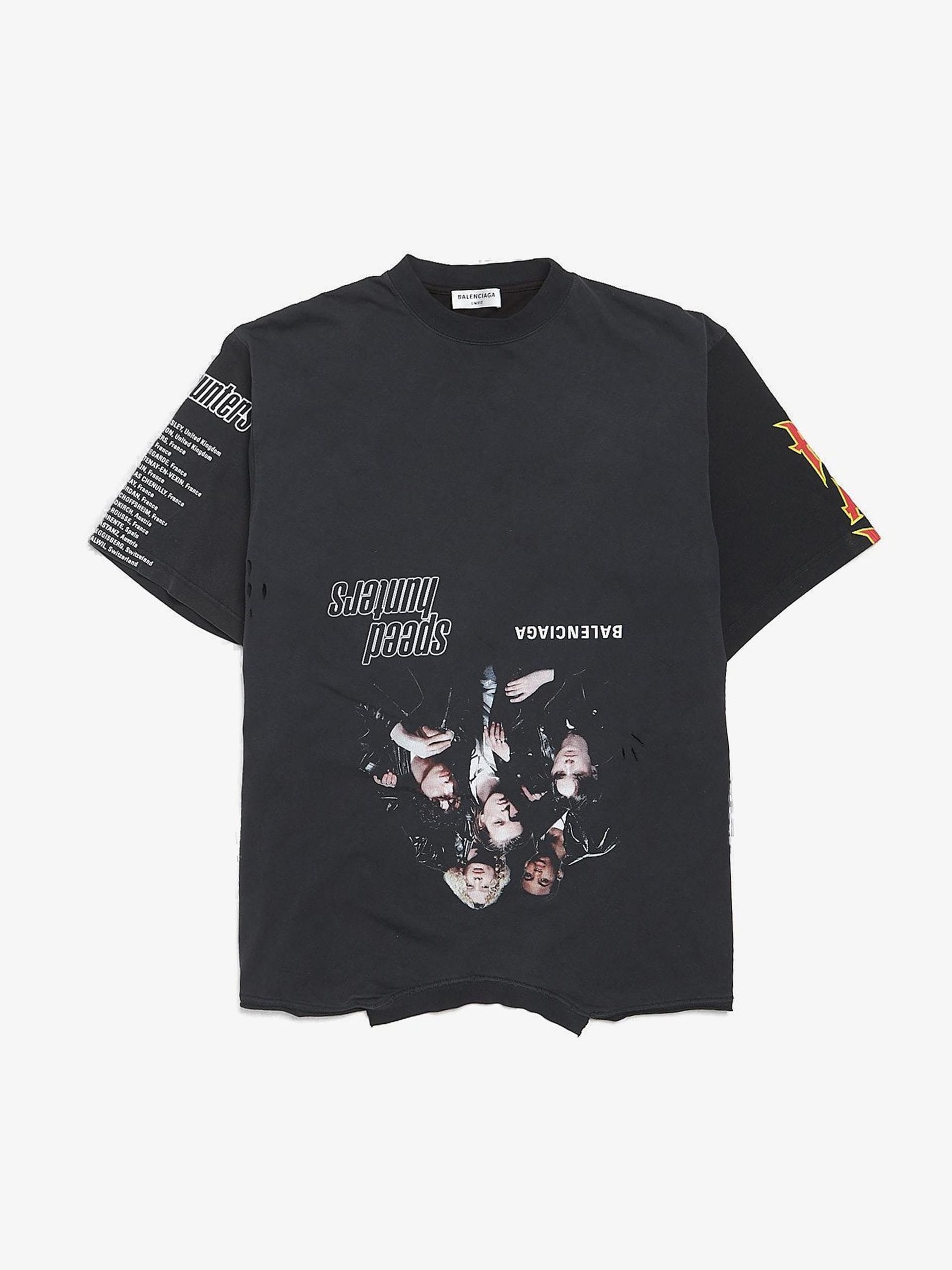 BALENCIAGA speed hunters Tシャツ Balenciaga Black Faded Upside Down Speed Hunters Printed Cotton T