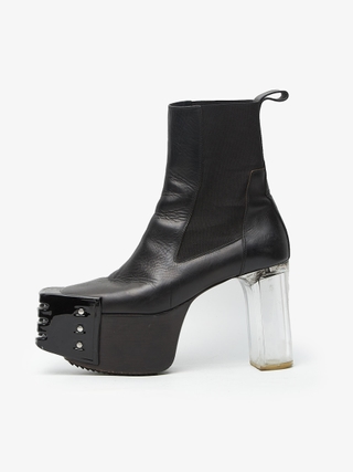 靴 rick owens kiss boots heels 44 Rick Owens Black Kiss Heel Leather Boots