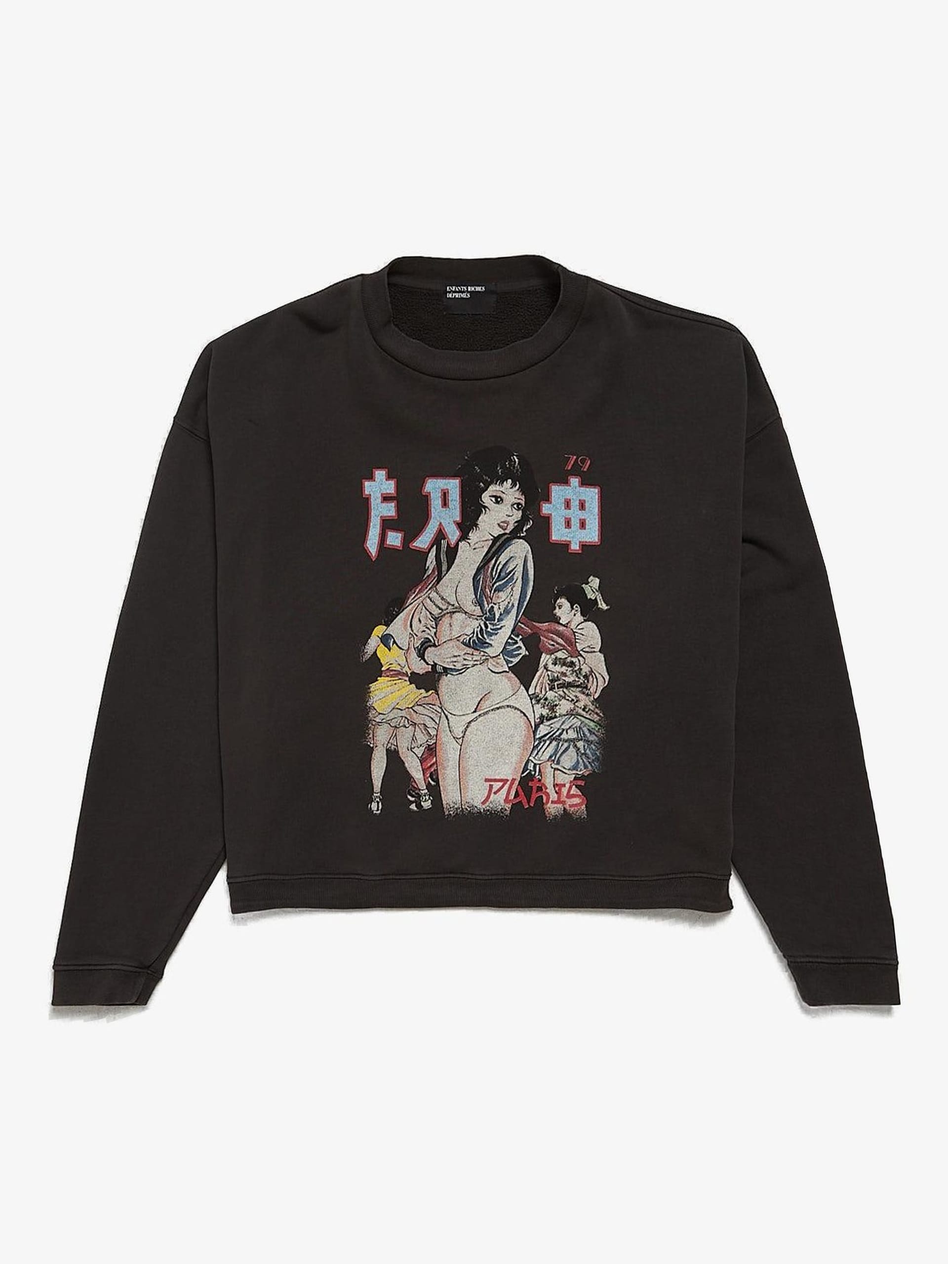 Enfants Riches Deprimes Dark Gray Bad School Girl Printed Crewneck