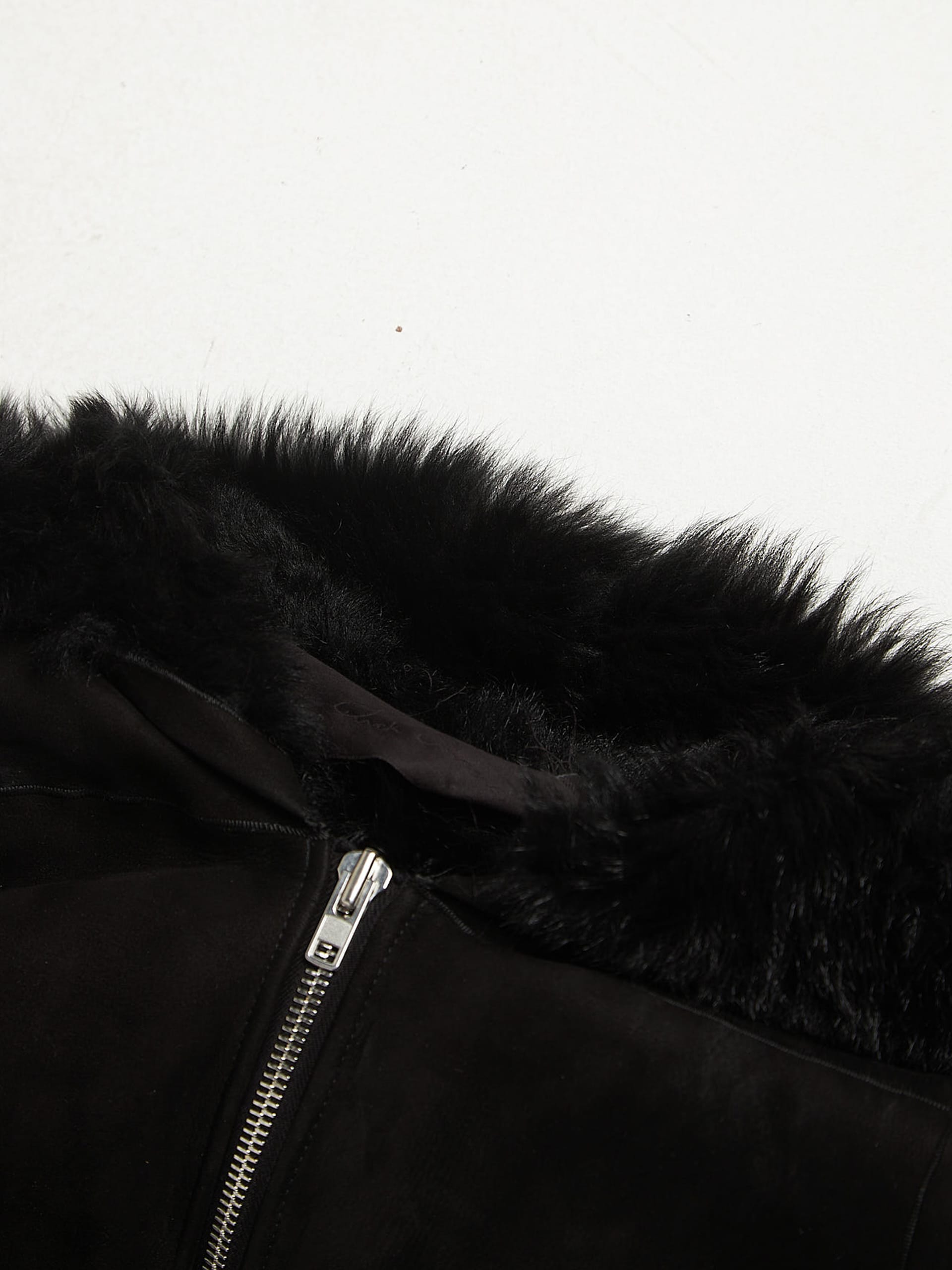 Rick Owens Black Archive Hooded Suede and Fur Sheepskin