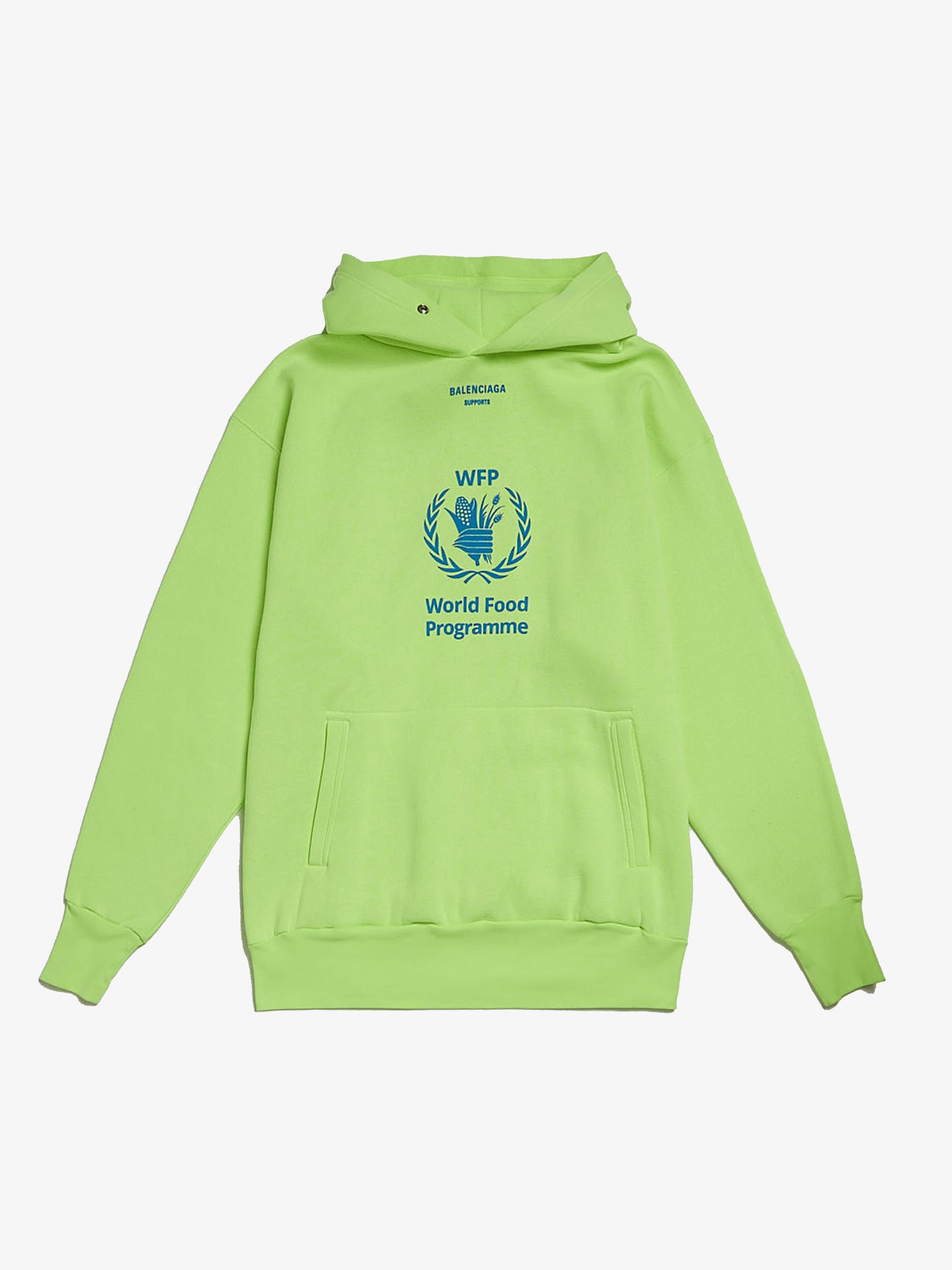 BALENCIAGA World Food Programme トレーナー Balenciaga Neon Yellow Buttoned Logo World Food Programme Printed