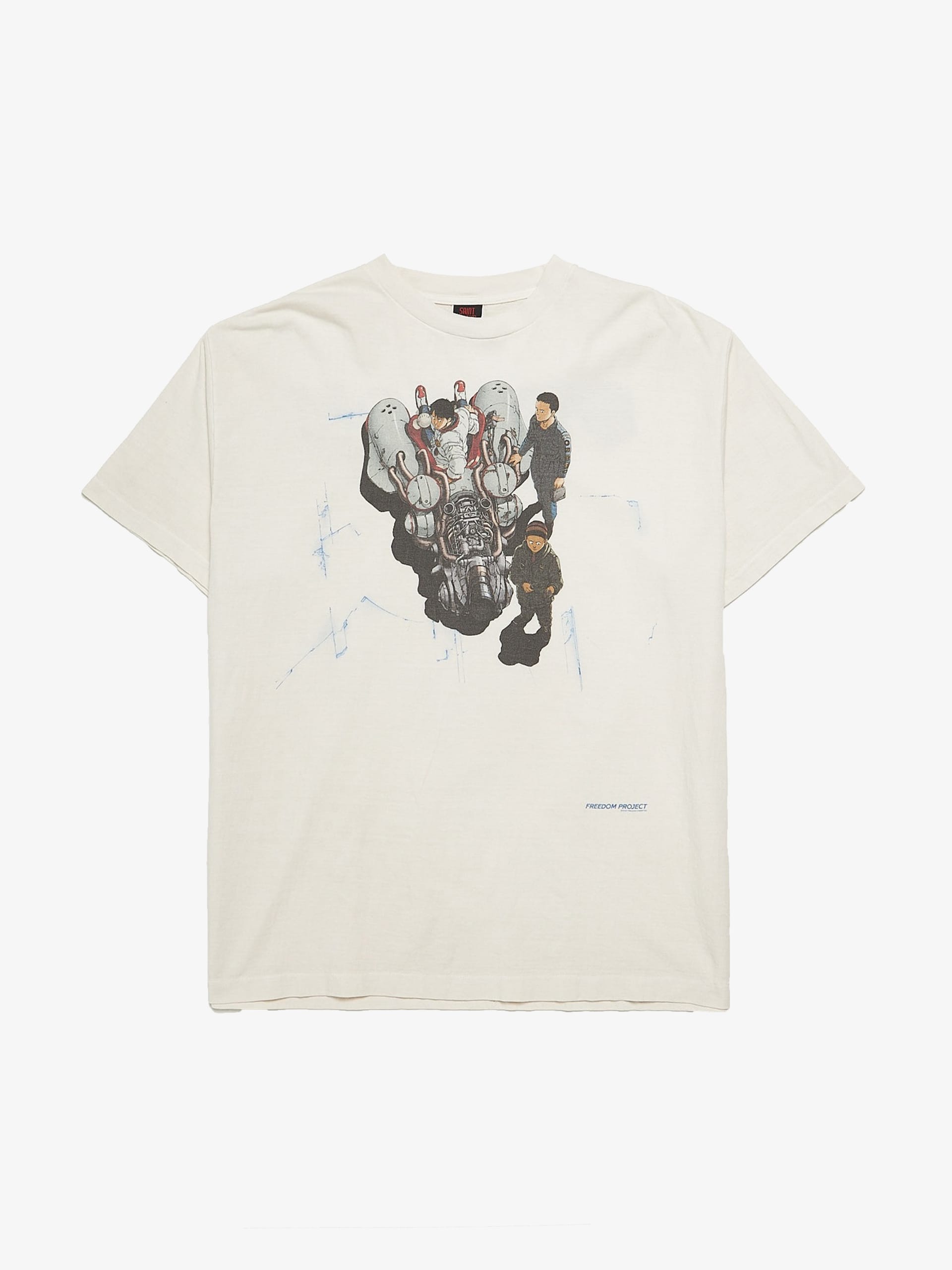 Saint Michael White Faded Cotton Bike Freedom T-Shirt