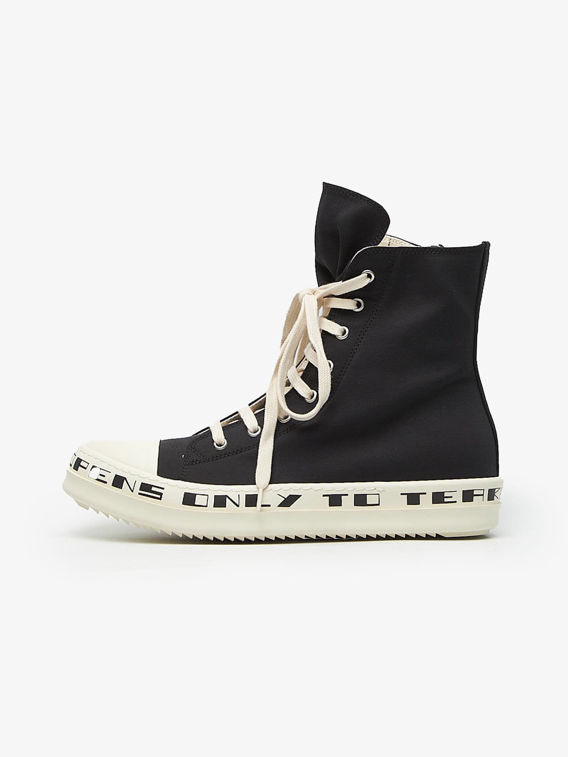 Rick Owens Drkshdw Black Insole Printed High Ramones Sneakers
