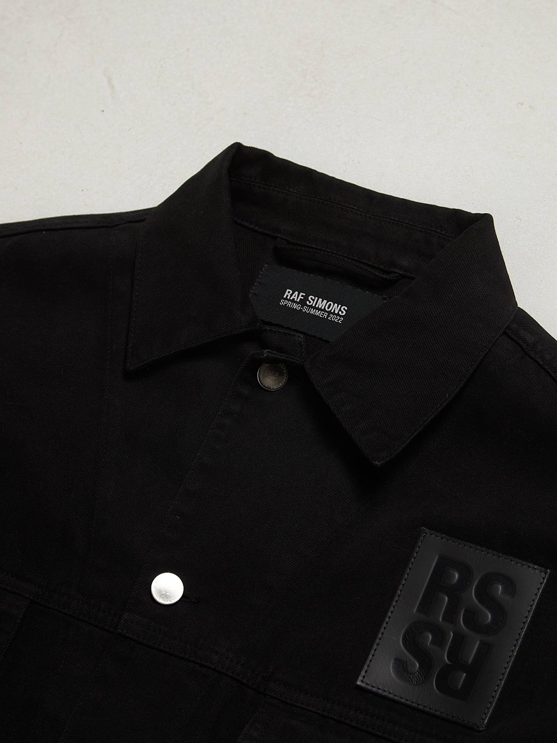 Raf Simons Black Red Solemn-x Logo Printed Oversized Cotton Denim