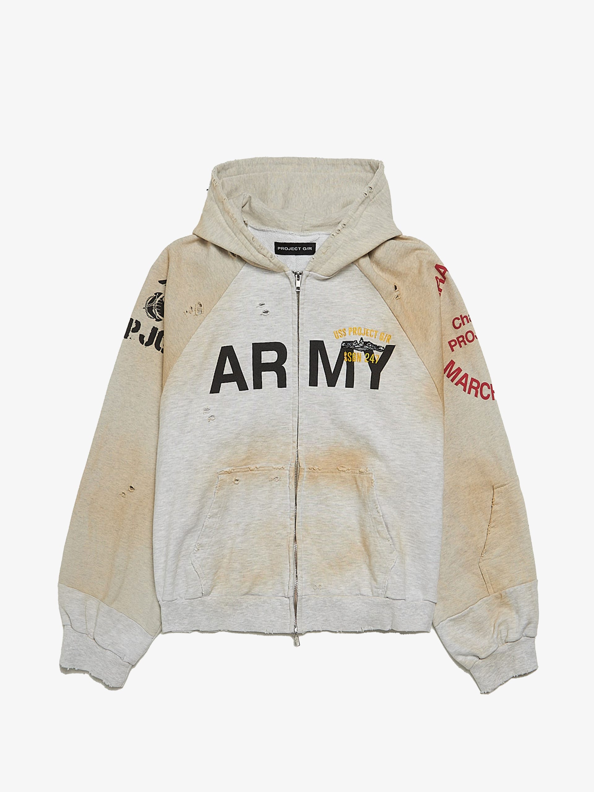 project g/r フーディー Project GR Reconstructed Folded Zip Hoodie - Dirty Melange