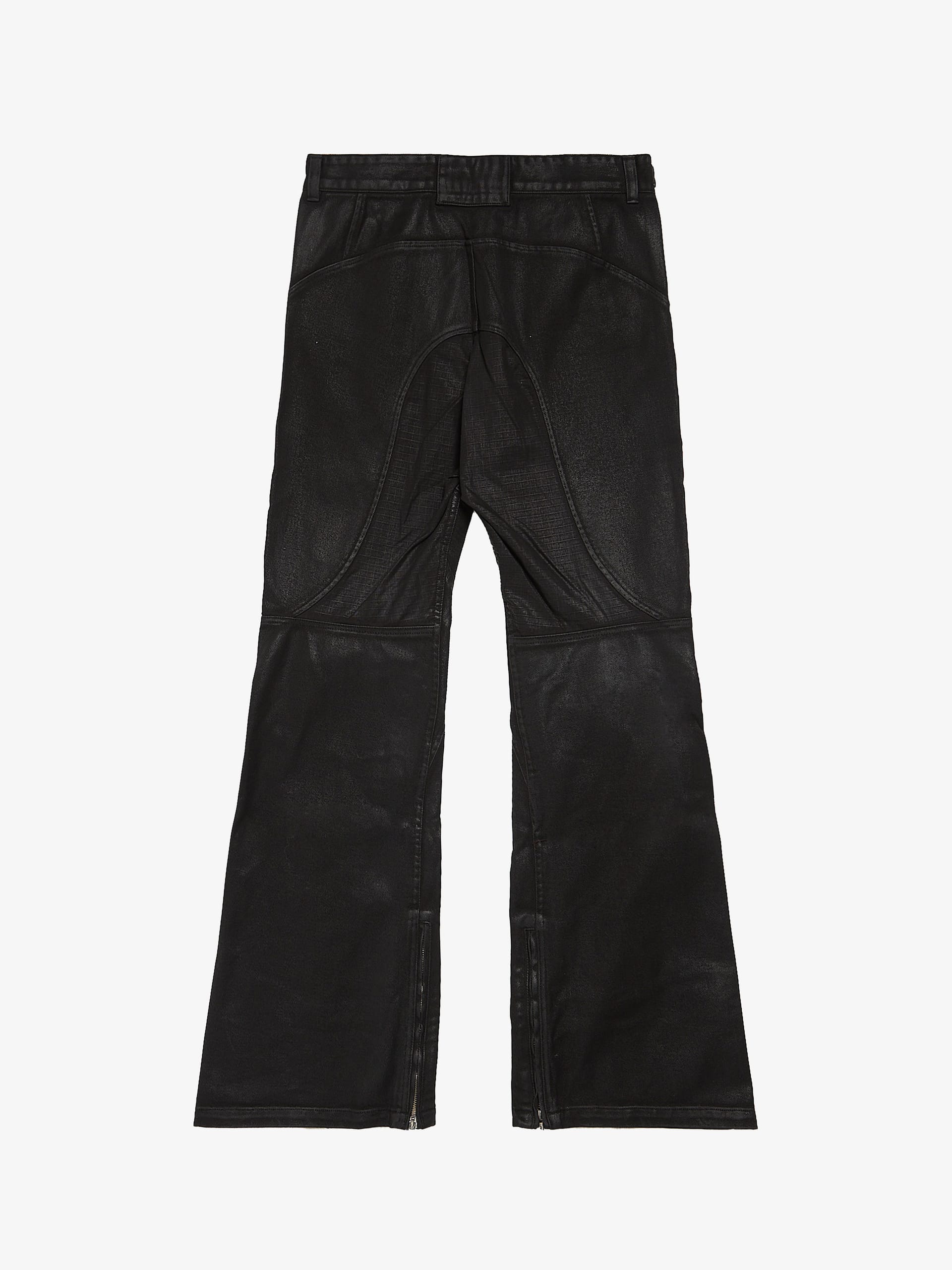 Project GR Coated Biker Armoured Flare Pants - Black