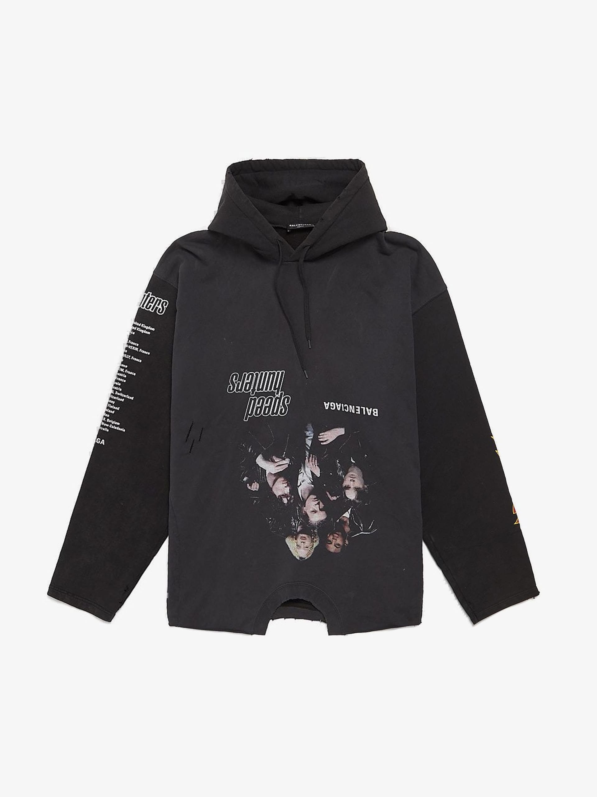 Balenciaga Black Speed Hunters Logo Printed Distressed Upside Down