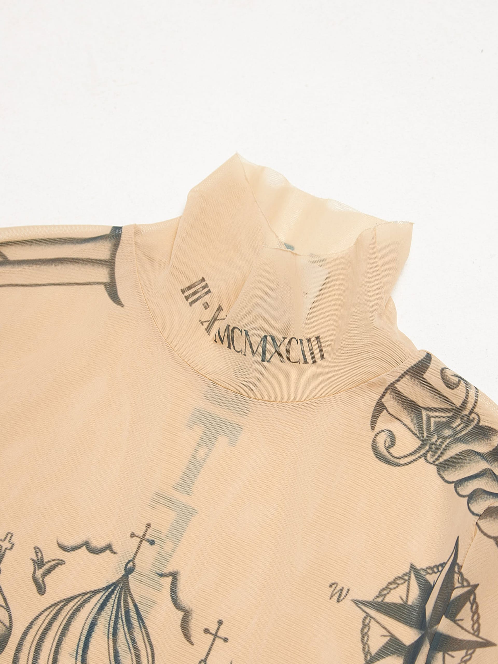 Vetements Beige Tattoo Printed Transparent Polyamide Blend High
