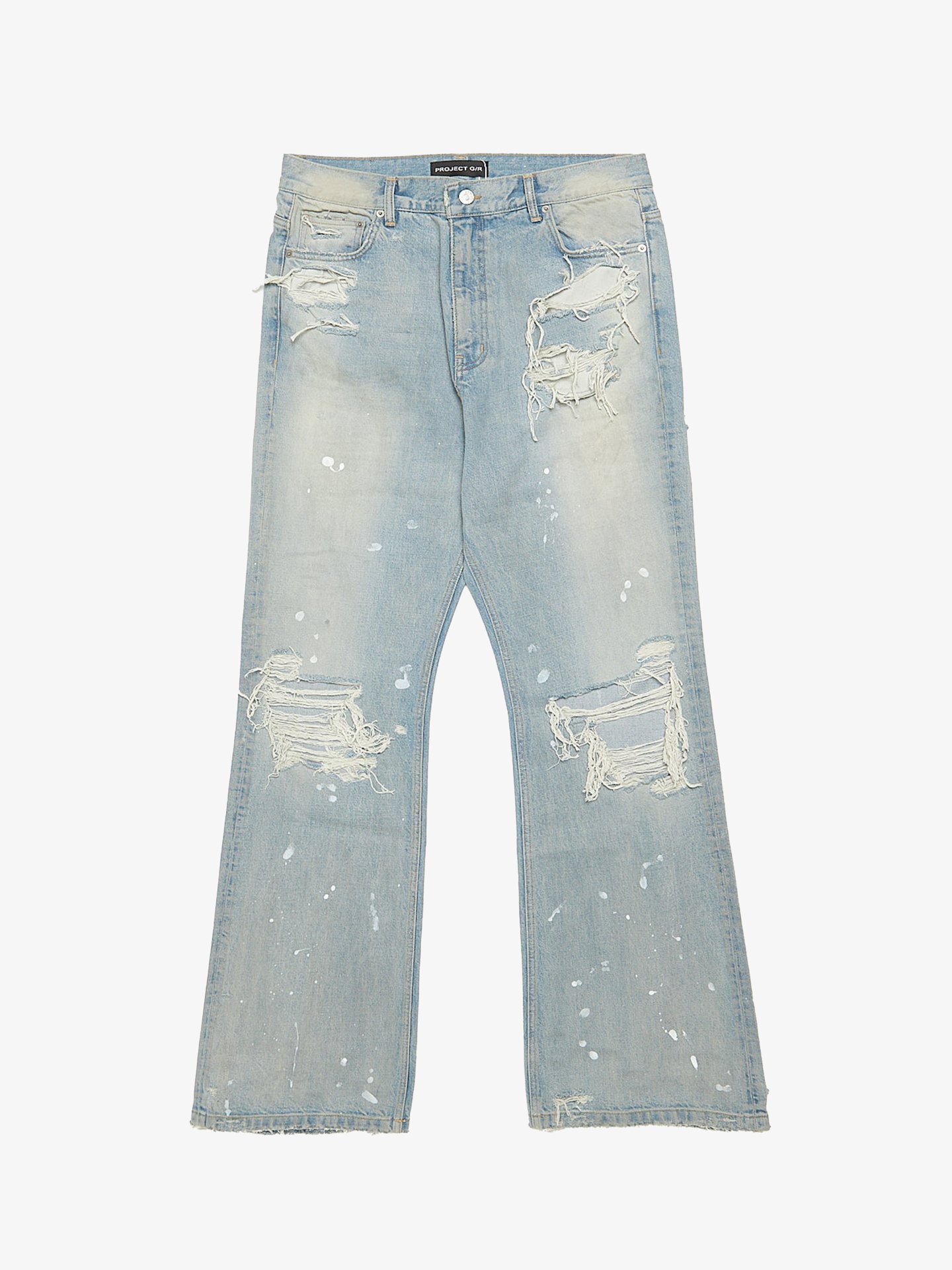デニム+ジーンズ PROJECT G/R Distressed Flare Jeans Blue Project GR Blue Distressed Flare Jeans