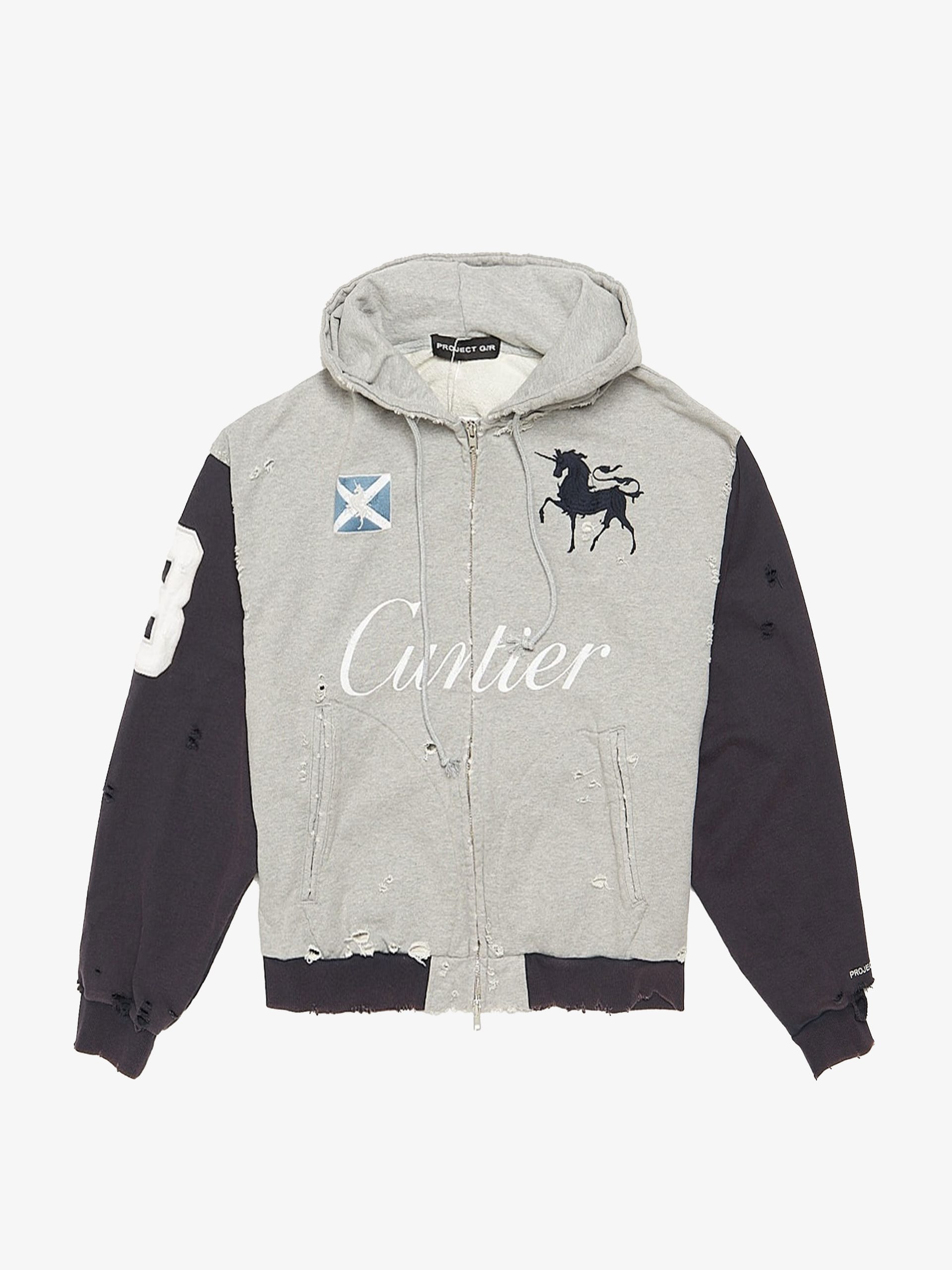 PROJECT G/R Cuntier パーカー Project GR Gray Navy Cuntier Zipped Hoodie