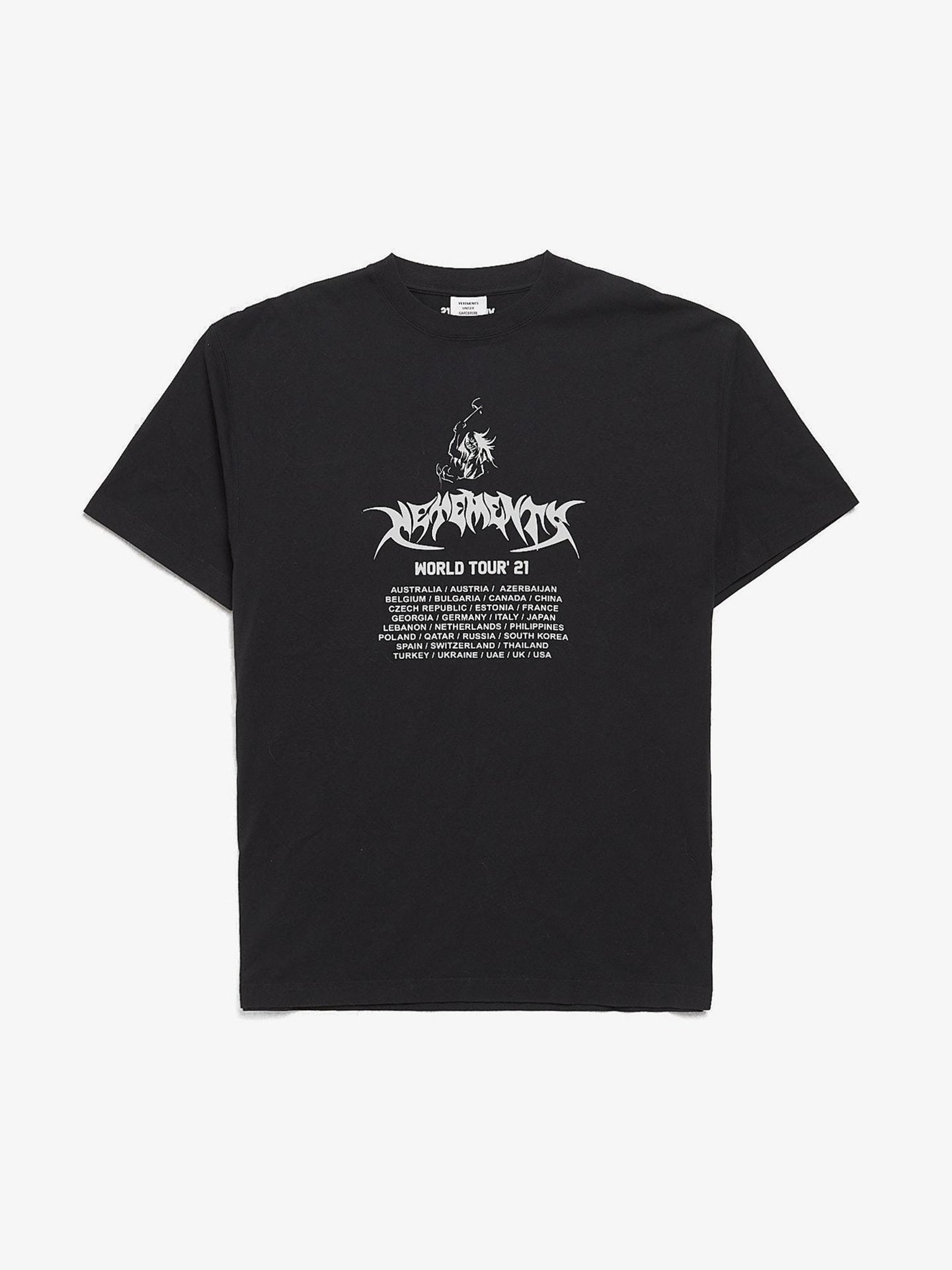 Vetements ワールドツアー Tシャツ ブラック Vetements Black World Tour 2021 Printed Cotton T-Shirt