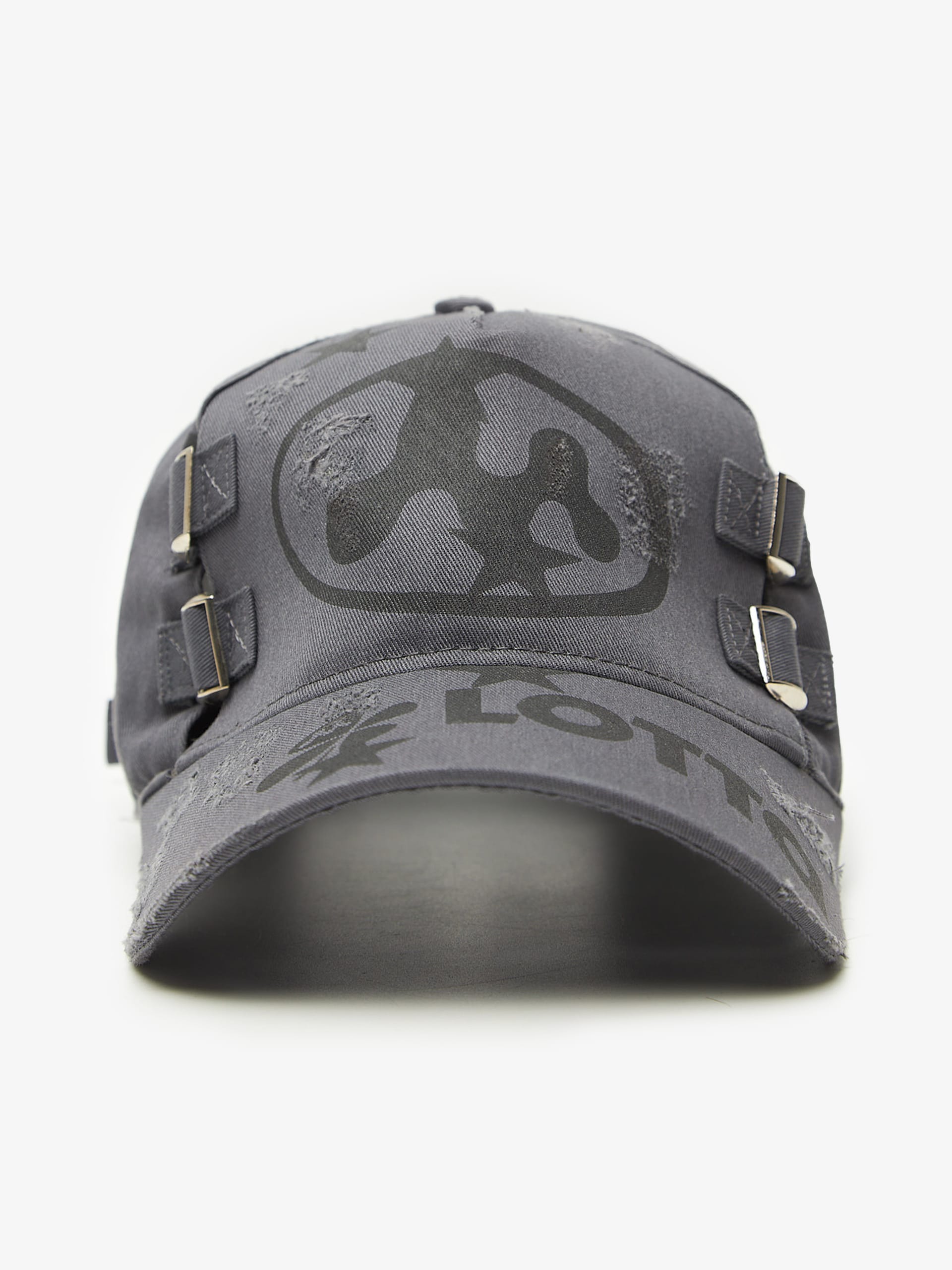 Mowalola Gray Lotta Distressed Cap