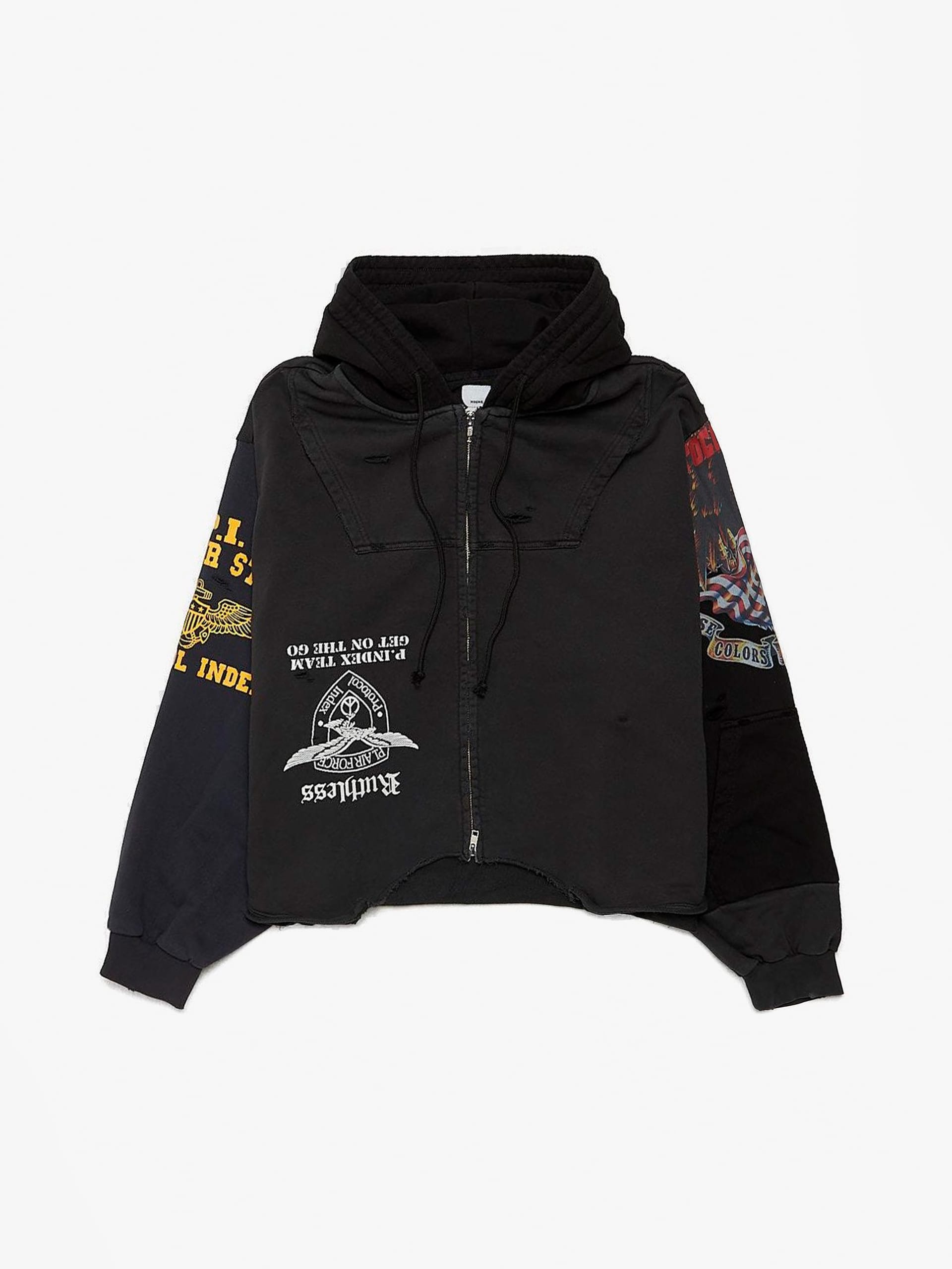 トップス protocol index zip hoodie Protocol Index Upside Down Zip Hoodie Multi Black