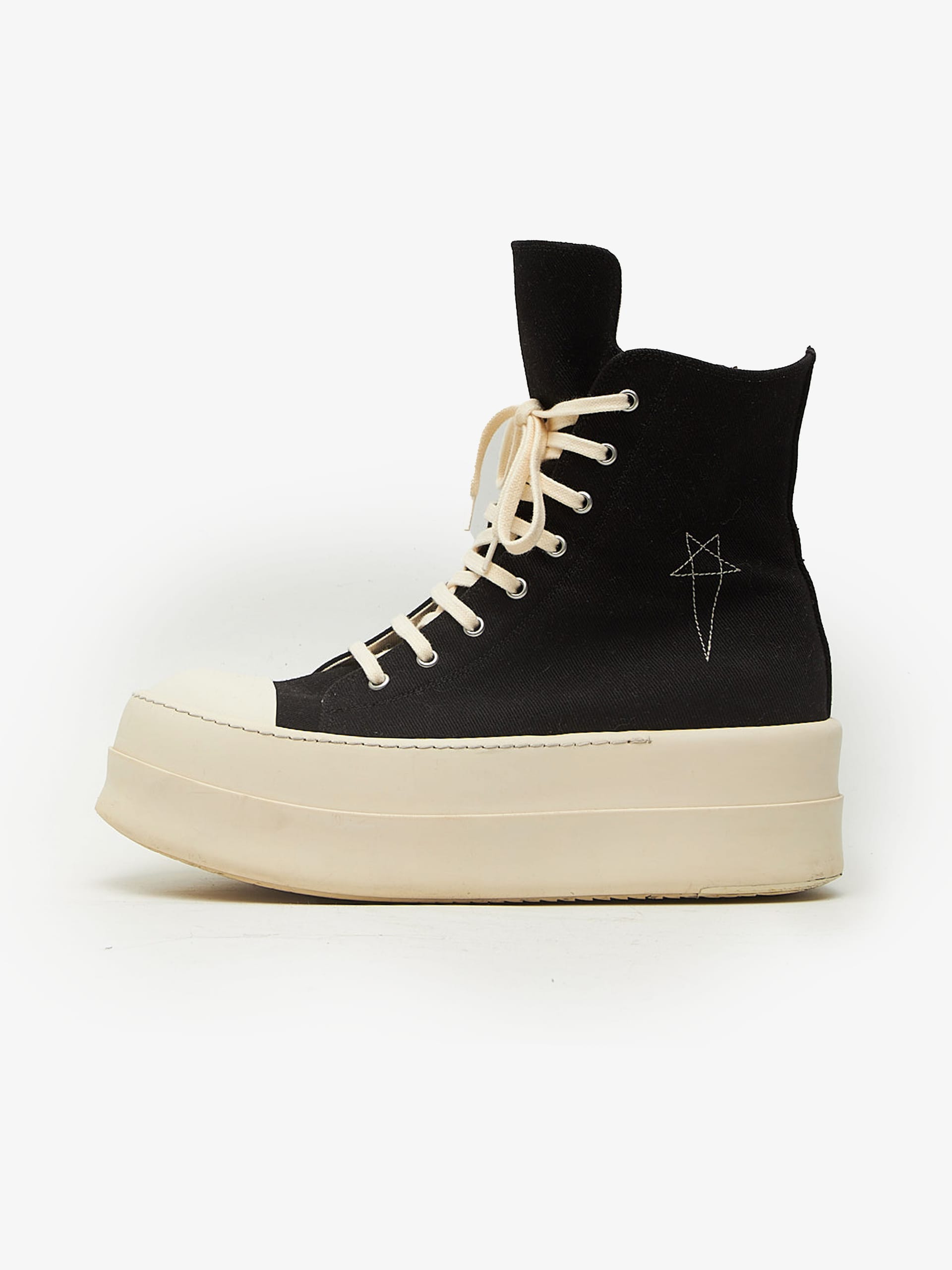 Rick Owens Drkshdw Black Double Bumper Ramones Cotton High Sneakers