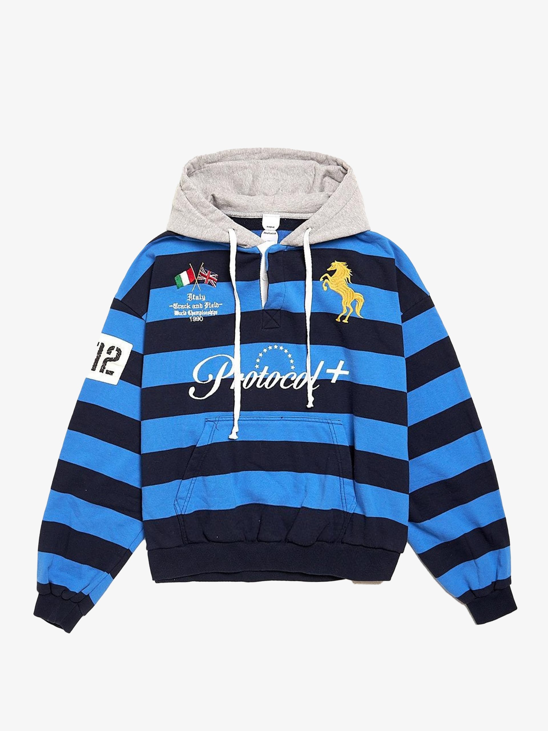 Protocol Index Blue Stripe Polo Hoodie