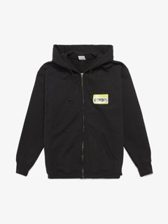 Vetements Black Sticker Logo Cotton Zipped Hoodie