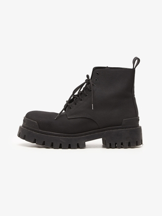 Balenciaga Black Leather Trooper Boots